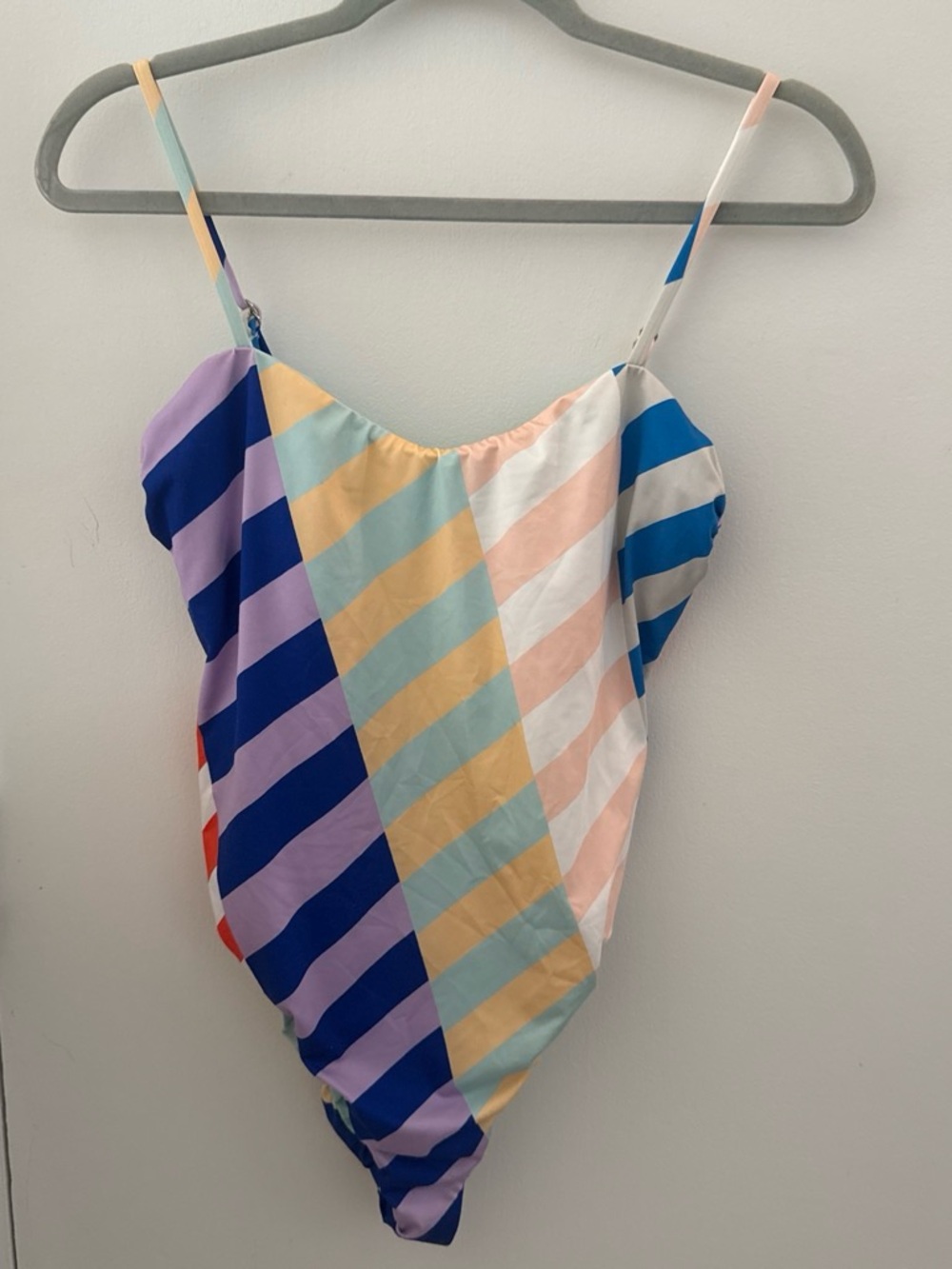 Women’s Multi-Stripe One-Piece Swimsuit - Pastel Stripe